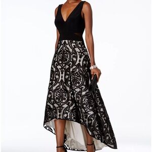 Xscape Prom Dress, High Low Gown, Size 4, Women's Black Tan Dance Sleeveless